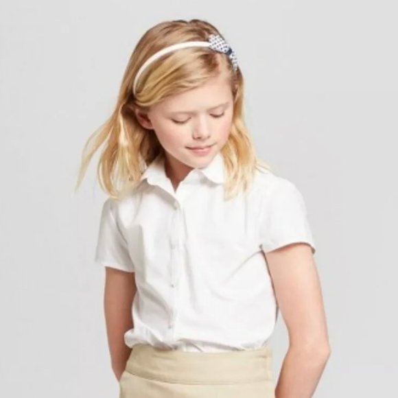 Cat & Jack Girls Short Sleeve Woven Blouse Uniform - Picture 2 of 3